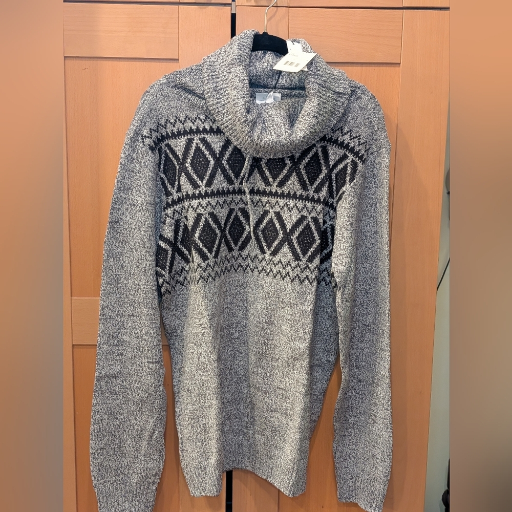 Citizen Wolf Cowl Neck Sweater Argyle Design NWT - Picture 3 of 7